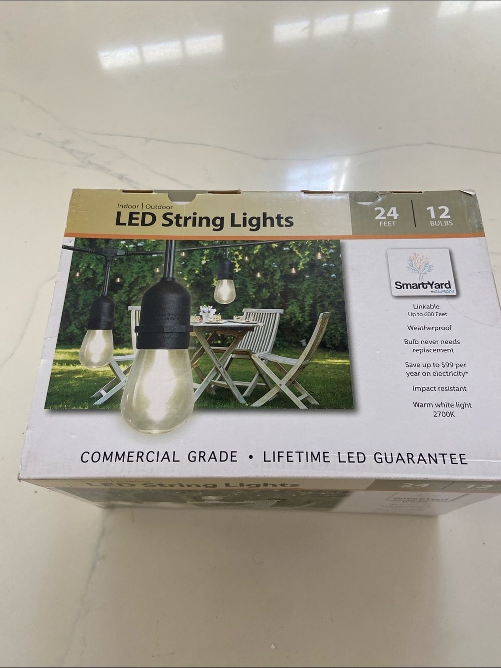 Black LED String Lights - 24ft, 12 Bulbs
